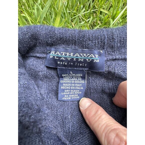 Hathaway Platinum Sweater Men's 100% Geelong Lambs Wool 1/4 Zip Italy Sz Large - Picture 3 of 7